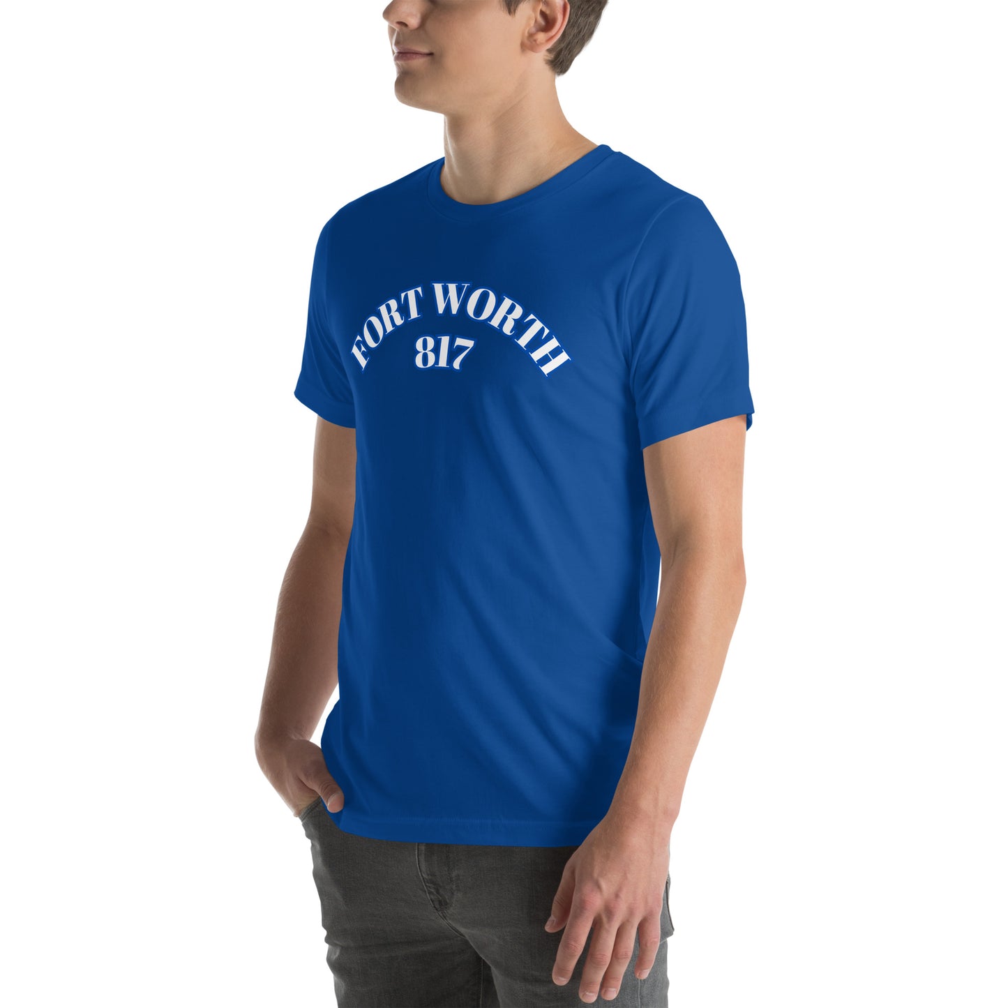 FTW 817 WHT font BLU outline Unisex t-shirt