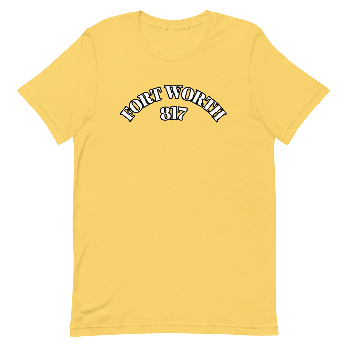 Fort Worth 817 WHT font BLK outline Unisex t-shirt