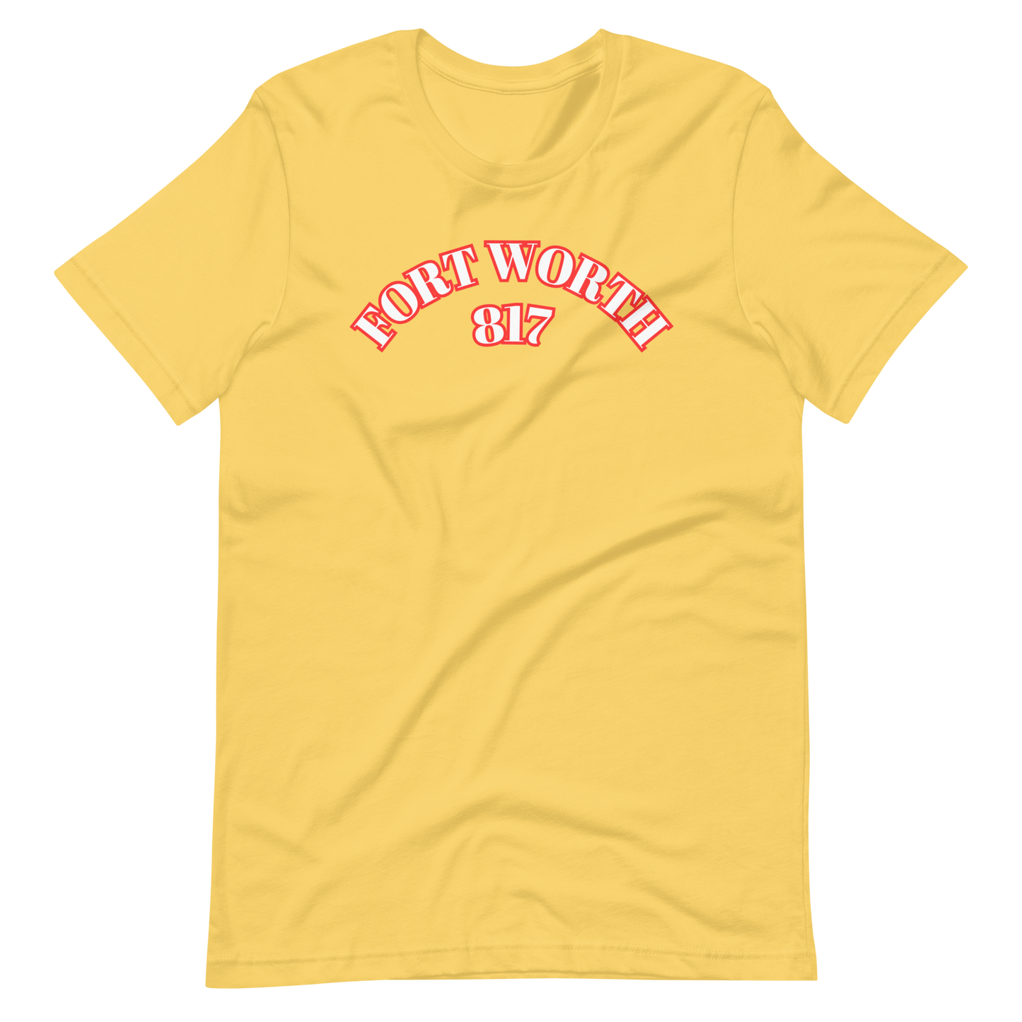 Fort Worth 817 WHT font RED outline Unisex t-shirt